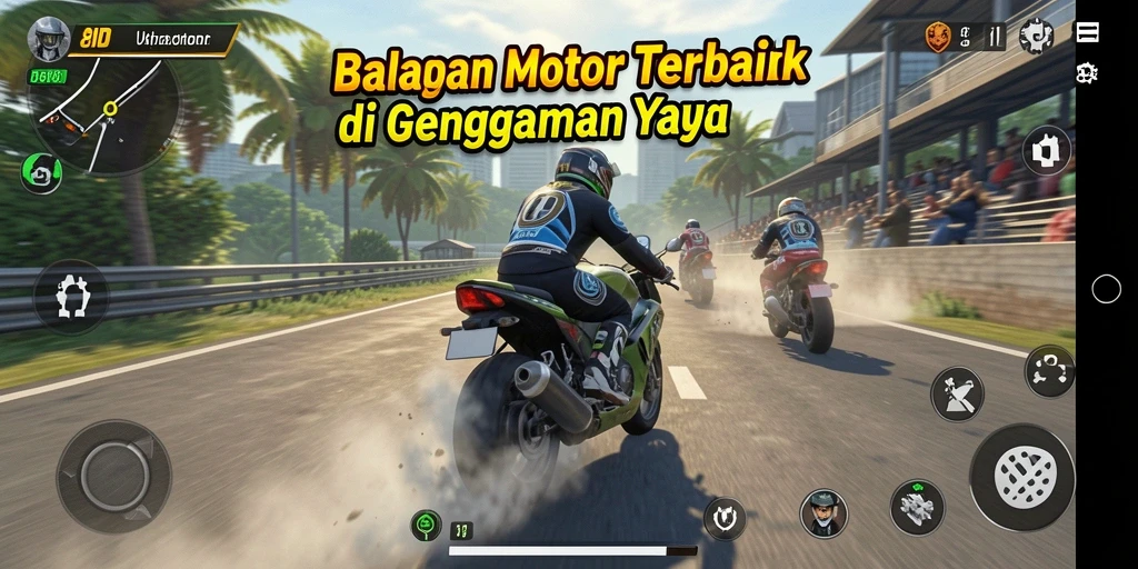 Tampilan gameplay mendebarkan dalam balapan motor 8ID.