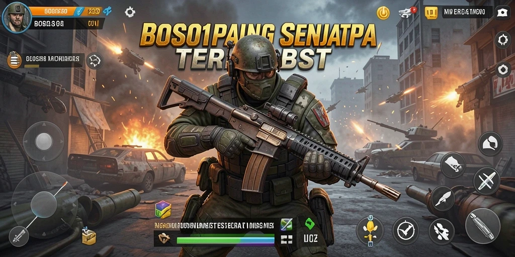 Gameplay BOS01 yang seru dengan aksi tembak-menembak intens.