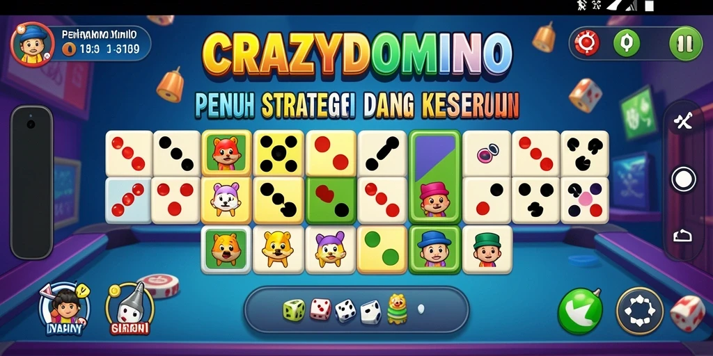 Screenshot utama CRAZYDOMINO menampilkan permainan domino yang kompetitif dan seru.