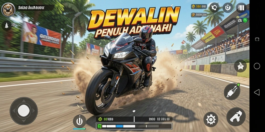 Gameplay seru balapan motor di DEWALIN dengan trek menantang.