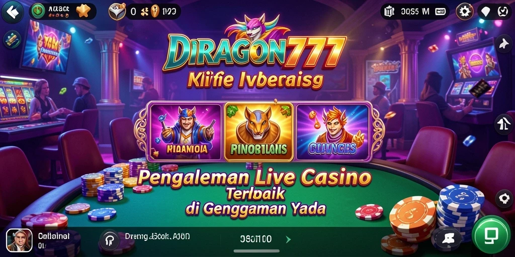 Screenshot gameplay Live Casino menampilkan dealer dan pemain yang berinteraksi langsung.