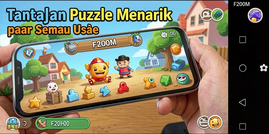 Screenshot F200M menunjukkan gameplay Puzzle yang menantang dan menarik.
