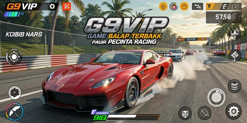 Tampilan G9VIP dengan gameplay balap yang seru dan mendebarkan.