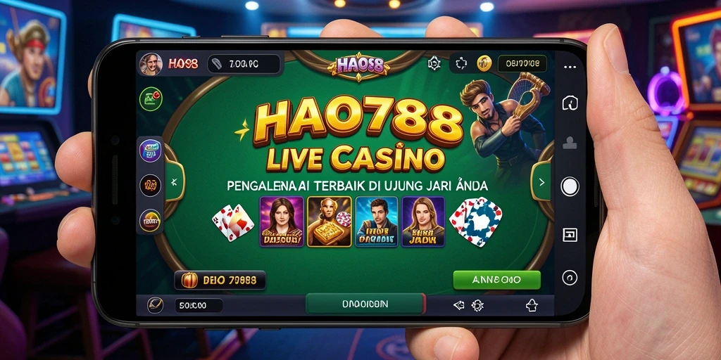 Screenshot HAO788 menampilkan dealer profesional dan suasana permainan Live Casino.
