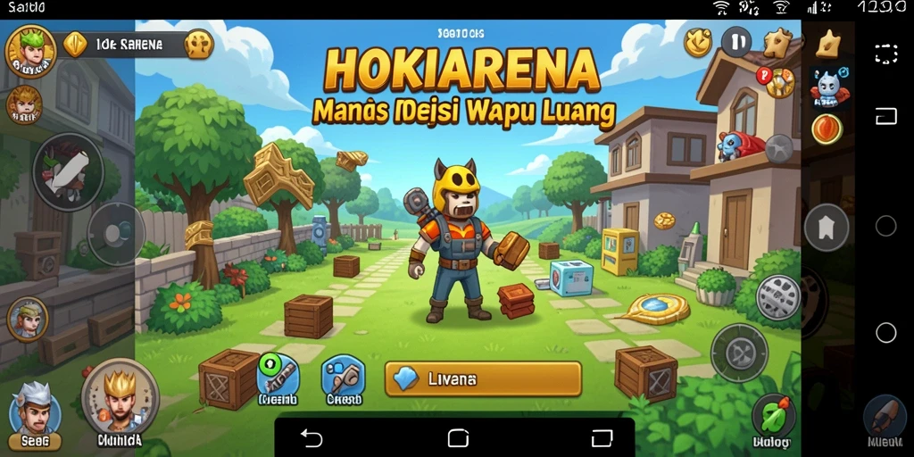 Screenshot gameplay HOKIARENA menunjukkan suasana santai dan karakter-karakter unik.