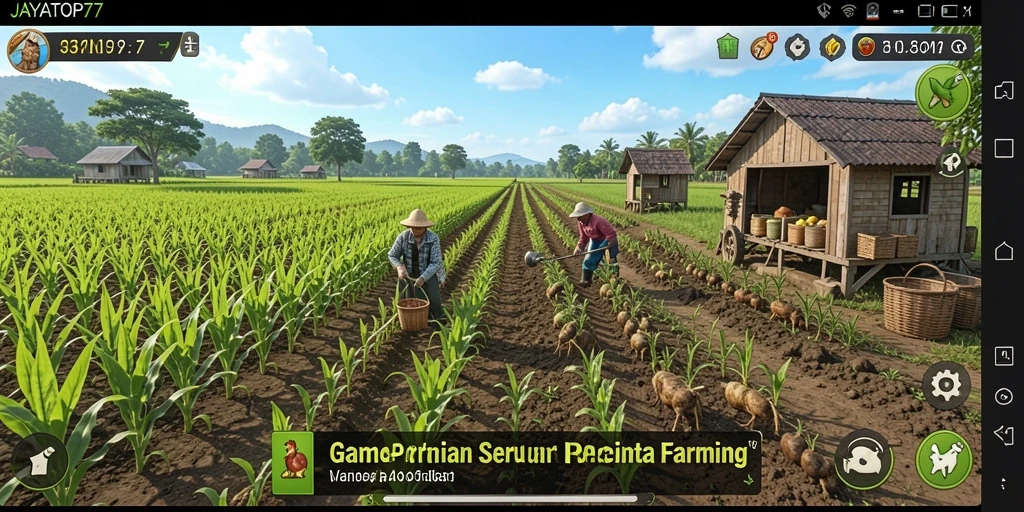 Screenshot gameplay JAYATOP77 dengan pertanian yang indah.