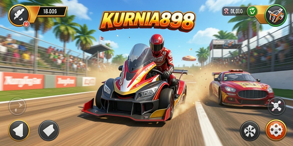Tangkapan layar gameplay balap yang mendebarkan di KURNIA898.
