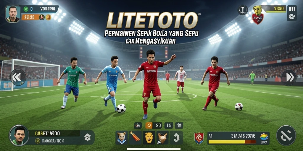 Tampilan gameplay LITETOTO dengan aksi sepak bola yang seru.