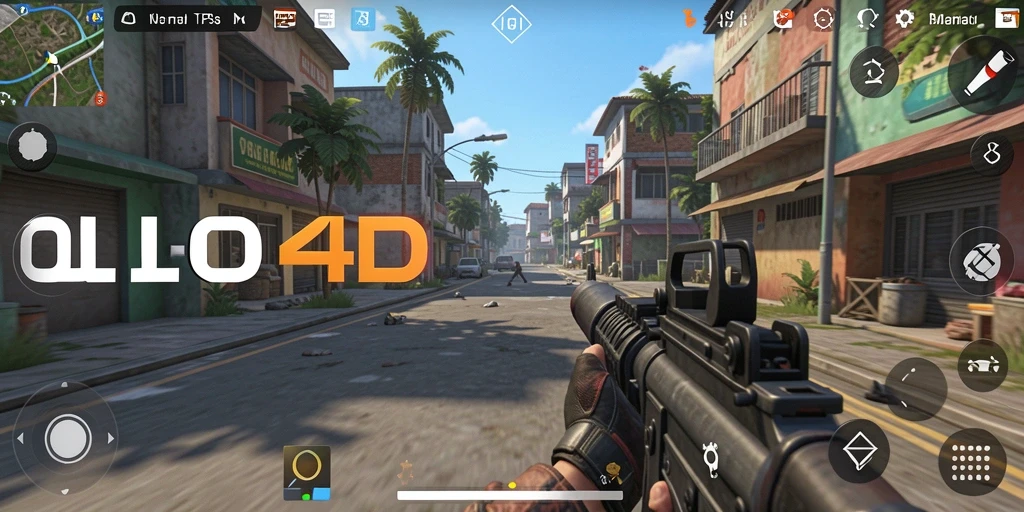 Screenshot OLLO4D menampilkan aksi tembak-menembak seru di medan perang.