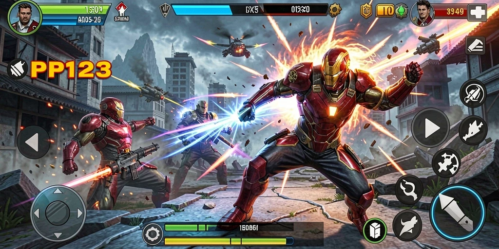 Screenshot menunjukkan aksi seru dalam gameplay PP123.