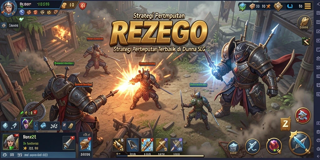 Tampilan gameplay REZEGO yang menampilkan aksi pertempuran strategis.