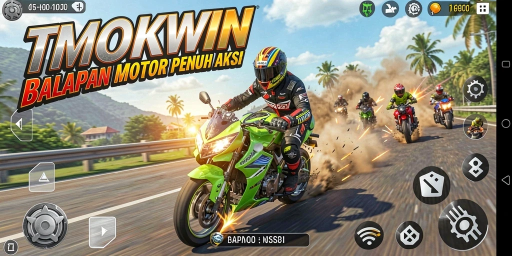 Tampilan gameplay seru dari TMOKWIN saat balapan motor.