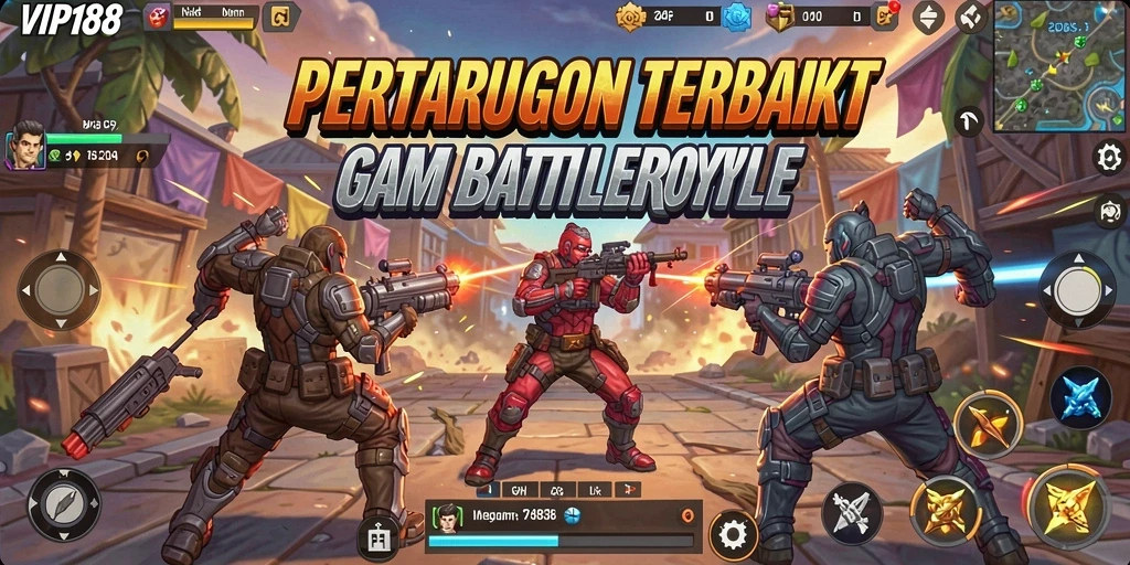 Tampilan gameplay epik dalam game Battle Royale VIP188.