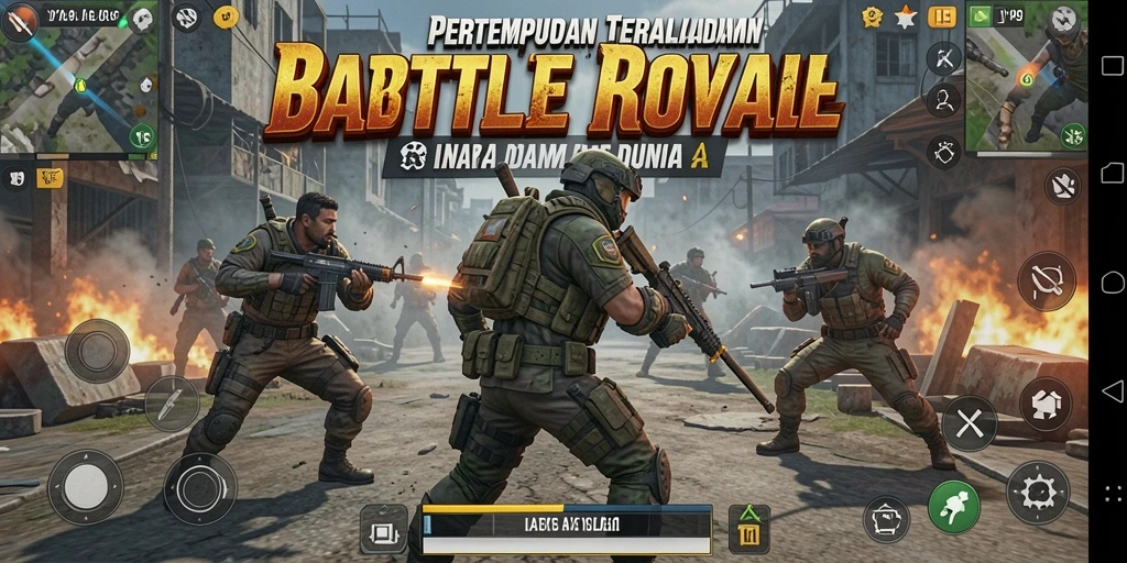 Tangkapan layar gameplay Y89 saat pertempuran seru dalam arena Battle Royale.