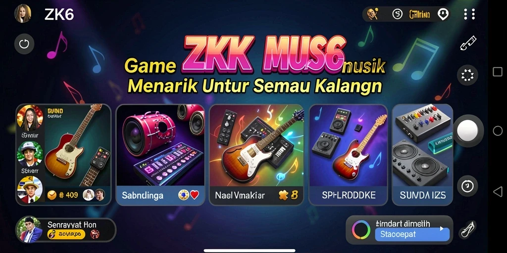 Tampilan gameplay ZK6 yang menarik dengan irama musik.